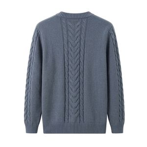 Custom Blue Wool <b>Cable</b> <b>Knit</b> V Neck <b>Sweater</b> for Men Textured Pullover Long Sleeve Winter Casual Knitwear Everyday Layer - Product Image 2