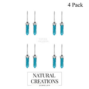 Pendientes Colgantes de Plata de Ley 925 con Larimar en Forma de Lápiz, Engaste con Pegamento, Regalo Moderno para Bodas y Fiestas - Product Image 2