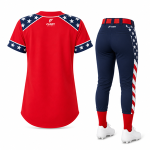 Ensemble d'uniformes de baseball personnalisés par sublimation – Maillot respirant à boutons et pantalon pour hommes et jeunes – Tenue patriotique d'équipe USA pour softball - Product Image 2