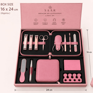 SAAR Premium 8-Piece Durable Manicure <b>Pedicure</b> Kit Stainless Steel <b>Tools</b> Portable Nail Care Set Customized Pink Gift Box - Product Image 3