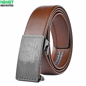 Cinturón Automático de Cuero Vacuno Genuino para Hombre, Hebilla de Acero con Patrón Geométrico, Estilo Formal, Moldeado en una Sola Pieza, Duradero, 3.3 cm de Ancho - Product Image 5