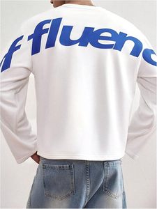 Camiseta Corta Vintage para Hombre, Manga Larga, Estilo Urbano, Cuello Redondo, Holgada, Ropa de Otoño a la Moda - Product Image 5