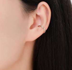 ต่างหูแบบมินิมอลลิสต์ ดีไซน์เกลียวคลื่น ทำจากเงินแท้ สไตล์เรียบง่าย - Product Image 2