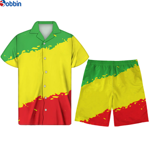 Collection d'été : Chemise boutonnée personnalisée pour homme, pantalon de plage à manches courtes, costumes pour homme grande taille, confortables et respirants - Product Image 1