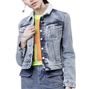 แจ็กเก็ตยีนส์ขนสัตว์สำหรับผู้หญิง,แจ็กเก็ตยีนส์เสื้อคลุมสำหรับผู้หญิงเสื้อยีนส์ขายส่งและสั่งทำได้ตามต้องการ - Product Image 2