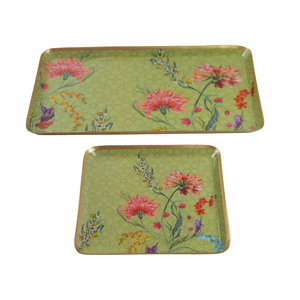 Plateau en métal émaillé thème or de luxe, 2 tailles, accessoires de cuisine, plateau de service, prix de gros, fabrication pour usage décoratif - Product Image 2