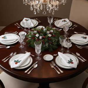High Quality Linen Table Napkin Custom Wholesale Embroidery <b>Pinecone</b> Christmas Design Disposable for Home Hotel Events - Product Image 2