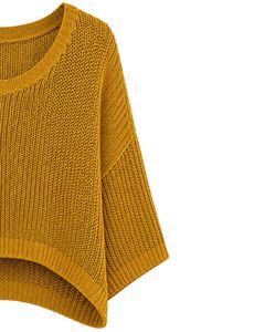 Suéter corto de punto holgado personalizado por el fabricante, estilo mostaza, para mujer, jersey de punto calado, informal, de manga ancha, top de moda. - Product Image 3