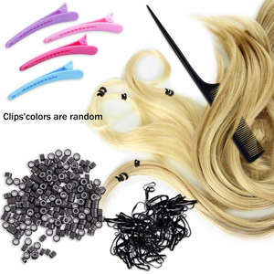 Kit d'outils pour extensions capillaires 500 pièces, perles micro-anneaux brun foncé avec pince à micro-perles, aiguille à crochet et boucle de tirage, 4 en plastique - Product Image 5