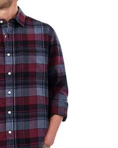 เสื้อเชิ้ตผ้าฝ้ายลายสก็อตสีแดงเลือดหมูและสีเทาสำหรับผู้ชาย แขนยาว ติดกระดุม ลำลอง สำหรับฤดูหนาว ทรงพอดีตัว ผลิตโดยโรงงาน OEM - Product Image 2