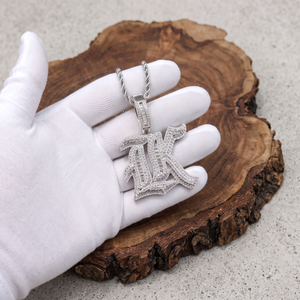 Colgante Personalizado de Letra 'H' Estilo Hip Hop con Incrustaciones de Moissanita, Piedras Redondas y Baguette, Plata 925 - Product Image 5