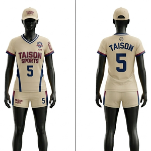 Uniforme de volley-ball pour femmes, tissu en polyester respirant, maille, 160 GSM, crème, bleu marine, rouge, design de panneaux latéraux, logo personnalisé par sublimation - Product Image 1