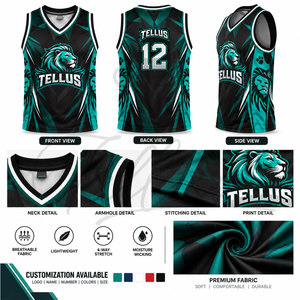 Camiseta de Baloncesto para Hombre al por Mayor, Unisex, Transpirable, Ecológica, Sublimada, de Poliéster, Uniforme Personalizado para Equipo - Product Image 6