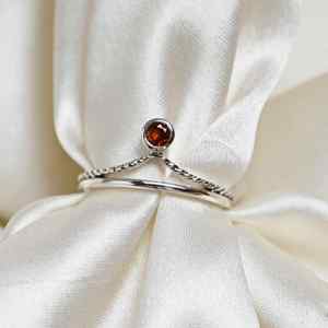 Garnet Bezel Set Luxury <b>925</b> Sterling <b>Silver</b> Handmade Gemstone <b>Ring</b> for Engagement Anniversary January Birthstone-Rose Gold - Product Image 2