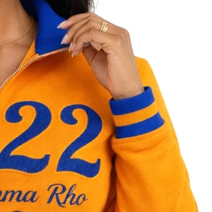 Sudadera de mujer azul con cremallera de un cuarto y largo hasta la cintura, estilo pullover de hermandad universitaria, con letras griegas, de forro polar, informal, para ropa universitaria, personalizada, 1922 - Product Image 2