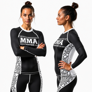 Rashguard personnalisé à compression extensible, respirant, séchage rapide, manches courtes, idéal pour le MMA et le grappling, design sublimé - Product Image 2