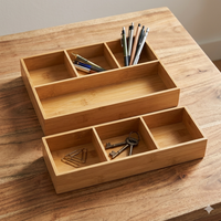 Organisateur de tiroir multifonction en bambou pour cuisine – Solution de rangement gain de place pour armoire de cuisine moderne