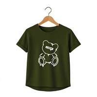 T-shirt vert à col rond pour femme, manches courtes, élégant, uni, coupe ajustée, en jersey de coton respirant, écologique, broderie printanière