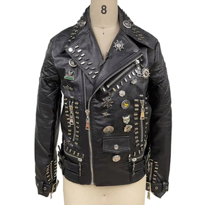 Faux Leather Motorcycle Biker Racer <b>Jacket</b> <b>Punk</b> Street Style Studded - Product Image 1