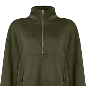 Sweat-shirt à col roulé pour femme, best-seller, personnalisé, 100% coton, logo imprimé, fermeture éclair sur le devant, respirant, séchage rapide, décontracté, hiver - Product Image 4