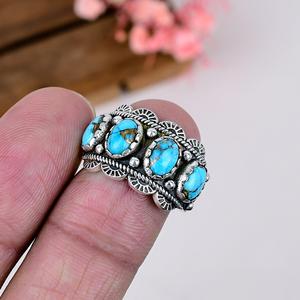 Anillo de Plata de Ley Turquesa Algodón de Azúcar, Joyería Artesanal Estilo Suroeste, Regalo Hecho a Mano para Ella - Product Image 3