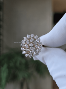Mixed Shape Lab Grown Diamond Statement <b>Cluster</b> Ring 1.35 Ct Gold Floral Cocktail Ring Luxury Prong Set Anniversary Jewelry for - Product Image 4