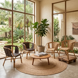 Nouveau fauteuil en rotin naturel traditionnel, écologique, durable, pour salle à manger et salon - Product Image 5