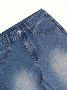 Nouveaux shorts en jean délavé de qualité supérieure, personnalisables, style vintage, taille mi-haute, délavé à l'acide, en coton pour l'été, avec poches - Product Image 3