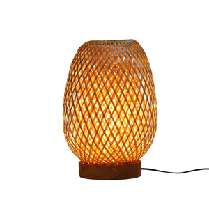 Handcrafted Bamboo Table <b>Lamp</b> <b>Shade</b> with Wooden Base <b>Natural</b> Woven Desk Lantern Light Fixture Wholesale - Product Image 5