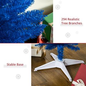 Albero di Natale a forma di matita blu da 1,5 m con 294 punte realistiche e base in plastica, albero di Natale decorato - Product Image 6