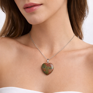 Collier pendentif cœur en Unakite naturelle, sculpté et poli, bijou en pierre de guérison pour l'équilibre émotionnel et l'harmonie des chakras au quotidien - Product Image 2