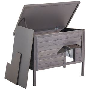 Cuccia Riscaldata per Gatti, Costruzione in Legno Isolato, Impermeabile, Rifugio per Gatti Randagi, Tappetino Riscaldante, Porta con Sportello in PVC, Arredo per Animali da Esterno - Product Image 5