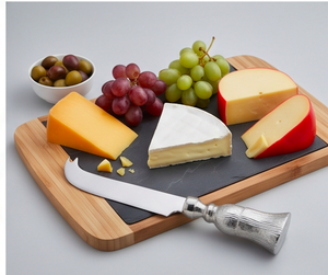 Cuchillo para queso de cerámica con mango de zinc plateado, perfecto como utensilio de cocina y para uso doméstico. - Product Image 5