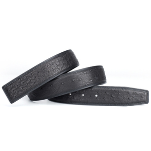 Ostrich Grain Cowhide Durable Formal <b>Belt</b> <b>Strap</b> Without Buckle Wrapped Edge Steel Replacement OEM Wholesale - Product Image 2