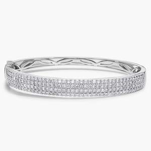 Bracelet de luxe élégant en argent sterling et or, serti de diamants de laboratoire pavés, design brillant multi-rangs, fermoir dissimulé - Product Image 4