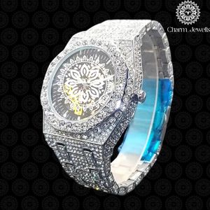 Montre de luxe Charm_Jewells en acier inoxydable, boîtier de 40 mm, mouvement mécanique analogique, date automatique, mode vintage pour homme, accents de diamants - Product Image 1