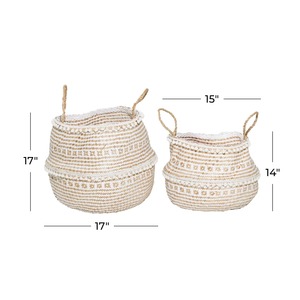 Large Designer Woven Macrame Basket For <b>Laundry</b> Clothes Storage And Aesthetic Home Decor Organizer Wholesale From India - Product Image 3