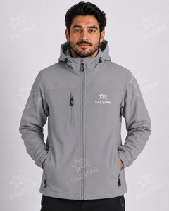 Men's <b>Waterproof</b> <b>Grey</b> Softshell <b>Jacket</b> with Hood Custom Logo Windproof Outdoor Workwear Winter <b>Jacket</b> - Product Image 3