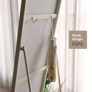 Studio Floor Mirror With Removable Hooks And Bottom Support Shelf Industrial <b>Metal</b> <b>Framing</b> - Product Image 4