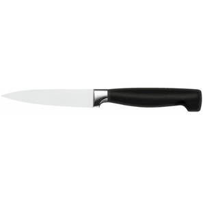 Ensemble de couteaux de cuisine à lame argentée avec manches noirs, bloc en bois marron clair, cisailles et aiguiseur pour trancher, couper et préparer les aliments - Product Image 1