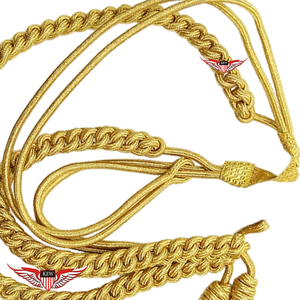 Aiguillette dorée, cordons d'épaule en fil de soie doré, aiguillette torsadée épaisse avec pointe dorée métallique - Product Image 4
