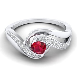 REYES – bagues de fiançailles en argent Sterling 925 pour femmes, bijoux fins de luxe, coupe ronde, pierre précieuse rubis 0,5 ct, offre spéciale - Product Image 5