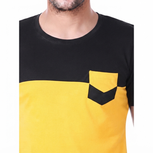 T-shirt décontracté en jersey de coton à manches courtes et col rond pour homme, motif têtes de mort tricotées noir et jaune, séchage rapide, anti-boulochage - Product Image 4