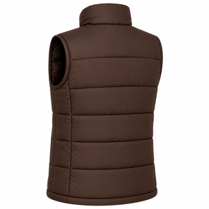 Gilet matelassé respirant personnalisé pour homme, col montant, fermeture éclair, rembourré en polyester/nylon, couleur unie, vêtement d'extérieur d'hiver sans manches - Product Image 4