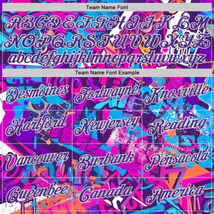 Camiseta de Baloncesto Personalizada con Patrón de Grafiti Morado y Blanco, Letras 3D, Nombre del Equipo y Número Bordados - Product Image 3