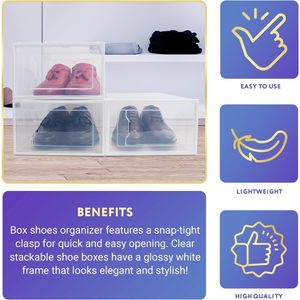 Lot de 12 boîtes à chaussures en plastique durable, ventilées et transparentes, spacieuses et empilables, avec une bonne circulation d'air, pour la maison ou le bureau - Product Image 4