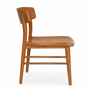 Chaise de salle à manger scandinave en teck avec dossier en forme de pont, écologique, imperméable, durable, design moderne, forme rectangulaire, 8 places, en bois - Product Image 2