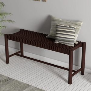 Contemporary Farmhouse Style Dining <b>Bench</b> Solid Acacia Wood Build Wooden Seating for Dining Room Kitchen Living Room Furniture - Product Image 3