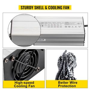 Chargeur électrique pour voiturette de golf Club Car 48V avec prise 3 broches 15A ronde/chargeur de batterie LED en aluminium par Alu - Product Image 5