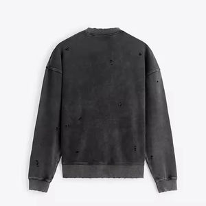 เสื้อสเวตเชิ้ตเฟรนช์เทอร์รี่หนานุ่มทรงโอเวอร์ไซส์สำหรับผู้ชาย สไตล์วินเทจฟอกสีแบบแอซิดวอช คอวี แบรนด์ Custom Haus Industries - Product Image 2